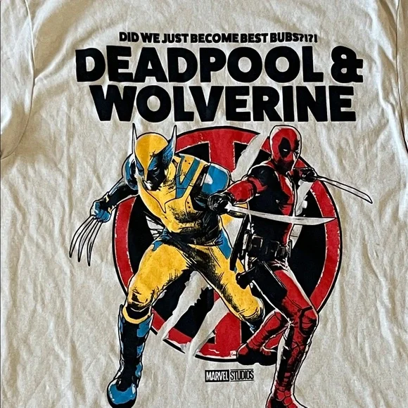 NWT Marvel Deadpool Wolverine Men’s Graphic T-Shirt Tan Size S - Picture 2 of 5
